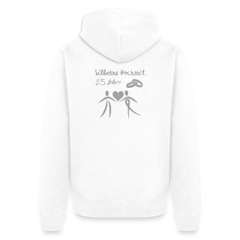 Silberne Hochzeit 25 Jahre Paar Ehepaar silber - Unisex Premium Bio Zip Hoodie - Weiß - Hinten - Thijin (182cm)