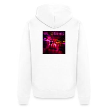 Neonpfad der Nacht - Unisex Premium Bio Zip Hoodie - Weiß - Hinten - Thijin (182cm)