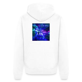Es ist nicht das Ende Neon Tunnel - Unisex Premium Bio Zip Hoodie - Weiß - Hinten - Thijin (182cm)