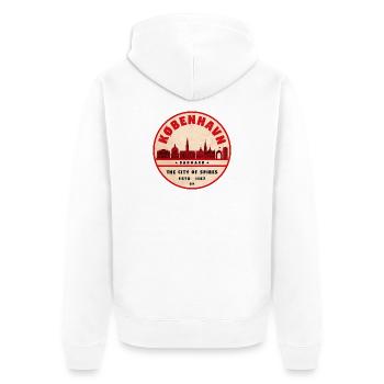 København Retro Stadt Silhouette - Unisex Premium Bio Zip Hoodie - Weiß - Hinten - Thijin (182cm)