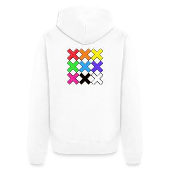 Bunte X Muster auf Schwarz Farben X - Unisex Premium Bio Zip Hoodie - Weiß - Hinten - Thijin (182cm)