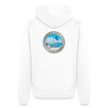 Meer geht immer – Strandlook - Unisex Premium Bio Zip Hoodie - Weiß - Hinten - Thijin (182cm)