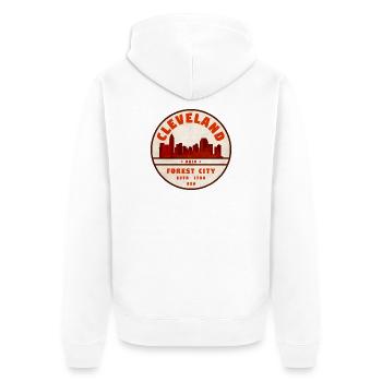 Cleveland Skyline Vintage Abzeichen - Unisex Premium Bio Zip Hoodie - Weiß - Hinten - Thijin (182cm)
