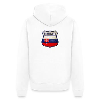 Bratislava Slowakei Wappen Flaggen Design - Unisex Premium Bio Zip Hoodie - Weiß - Hinten - Thijin (182cm)