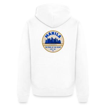 Manila Skyline Pearl of the Orient - Unisex Premium Bio Zip Hoodie - Weiß - Hinten - Thijin (182cm)