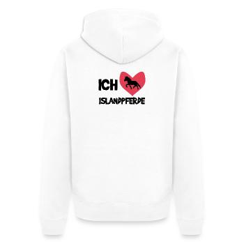 Herz Ich Liebe Pferde Statement Islandpferde - Unisex Premium Bio Zip Hoodie - Weiß - Hinten - Thijin (182cm)