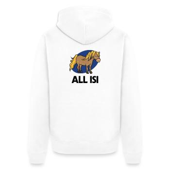 Islandponys Cool Statement Islandpferde Pferdefan - Unisex Premium Bio Zip Hoodie - Weiß - Hinten - Thijin (182cm)