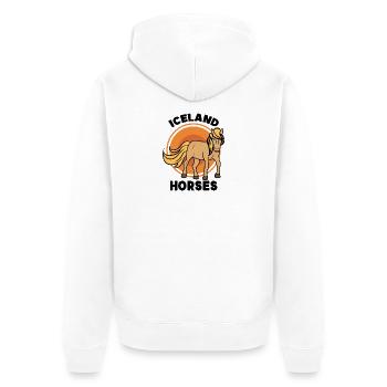 Islandpferde Pferdenarr Statement Araber Trab - Unisex Premium Bio Zip Hoodie - Weiß - Hinten - Thijin (182cm)