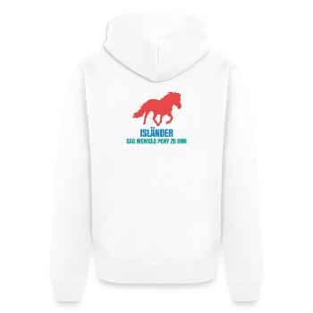 Pferde Pony Statement Islandpferde Pferdefan - Unisex Premium Bio Zip Hoodie - Weiß - Hinten - Thijin (182cm)