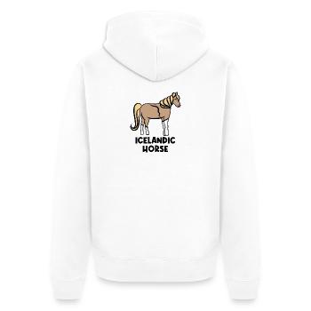 Islandpferde Pferdenarr Haflinger Ross Spruch - Unisex Premium Bio Zip Hoodie - Weiß - Hinten - Thijin (182cm)