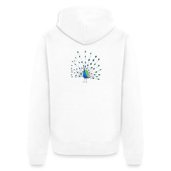 Pfauenfeder Kunst - Unisex Premium Bio Zip Hoodie - Weiß - Hinten - Thijin (182cm)