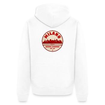 Milan Skyline Retro Abzeichen Lombardei - Unisex Premium Bio Zip Hoodie - Weiß - Hinten - Thijin (182cm)