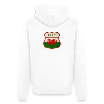 Wales Wappen Flaggen Design - Unisex Premium Bio Zip Hoodie - Weiß - Hinten - Thijin (182cm)