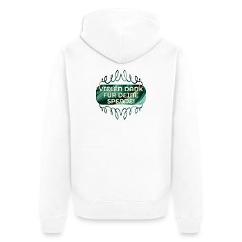 VIELEN DANK FÜR DEINE SPENDE - Unisex Premium Bio Zip Hoodie - Weiß - Hinten - Thijin (182cm)