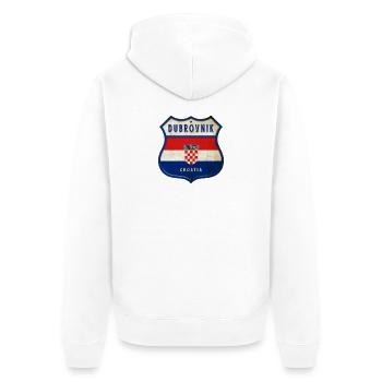 Dubrovnik Croatia flag coat of arms design - Unisex Premium Organic Zip Hoodie - white - Back - Thijin (182cm)