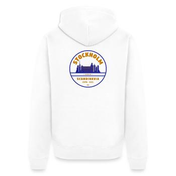 Timbre Stockholm Skyline Suède - Veste à capuche bio Premium Unisexe - blanc - Dos - Thijin (182cm)