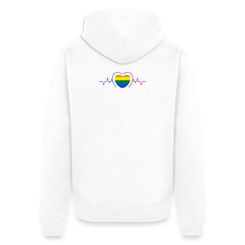 LGBT Heart Pride Gay Gay Sexualité Droits humains - Veste à capuche bio Premium Unisexe - blanc - Dos - Thijin (182cm)