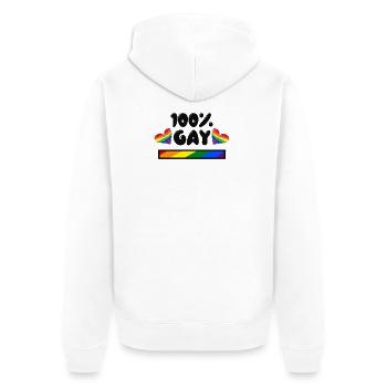 Gay Pride Heart Rainbow Lgbt Statement Homo - Unisex Premium Organic Zip Hoodie - white - Back - Thijin (182cm)