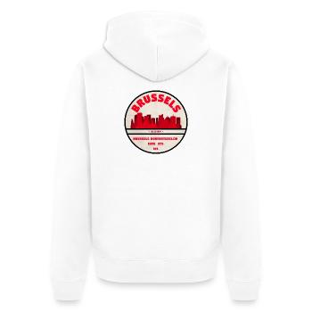 Brussels Belgium - Unisex Premium Organic Zip Hoodie - white - Back - Thijin (182cm)
