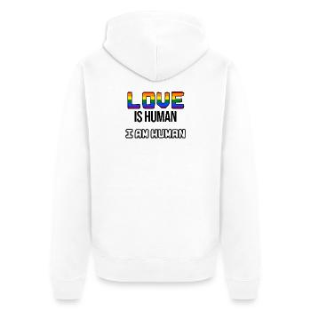 Déclaration d’égalité LGBT Relation homosexuelle - Veste à capuche bio Premium Unisexe - blanc - Dos - Thijin (182cm)