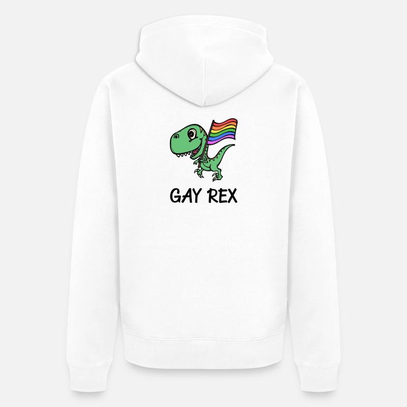 Dinosaure Rainbow Flag Lgbt Slogan Bisexuel - Veste à capuche bio Premium Unisexe - blanc