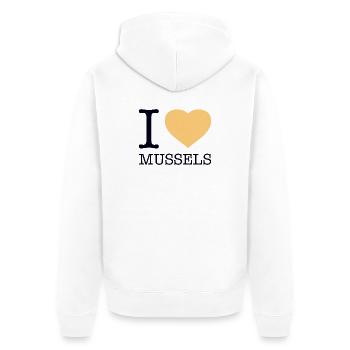 I LOVE MUSSELS - Unisex Premium Organic Zip Hoodie - white - Back - Thijin (182cm)