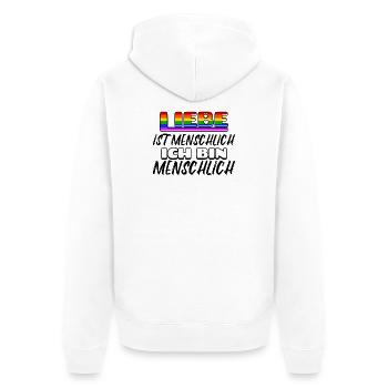 Lgbt Liebe Statement Menschenrechte Regenbogen - Unisex Premium Bio Zip Hoodie - Weiß - Hinten - Thijin (182cm)