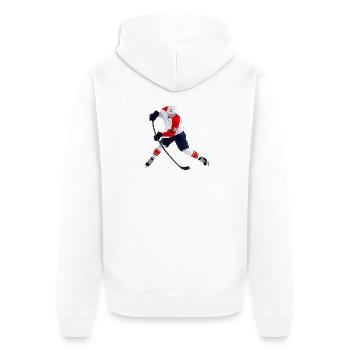 Eishockey - Unisex Premium Bio Zip Hoodie - Weiß - Hinten - Thijin (182cm)