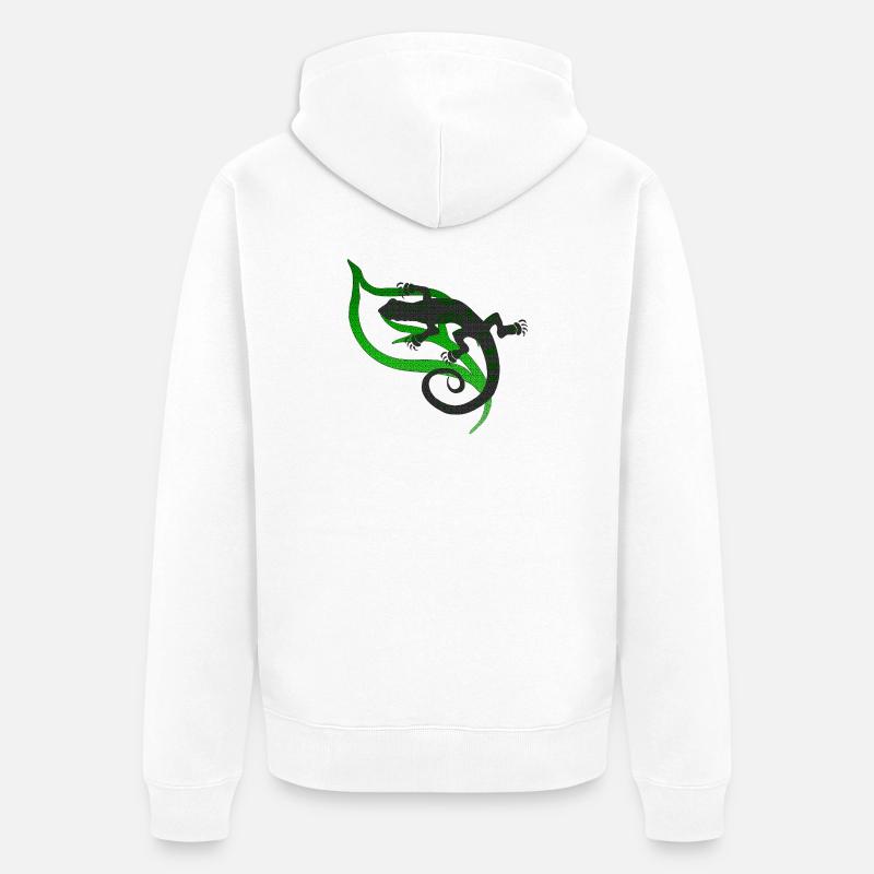 coole eidechsenmotive, Eidechsentribal - Unisex Premium Bio Zip Hoodie - Weiß