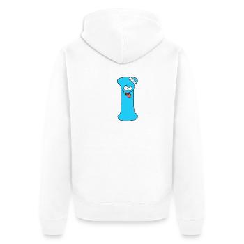 I - Unisex Premium Bio Zip Hoodie - Weiß - Hinten - Thijin (182cm)