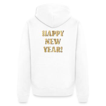 Frohes Neues Jahr 2027 - Unisex Premium Bio Zip Hoodie - Weiß - Hinten - Thijin (182cm)