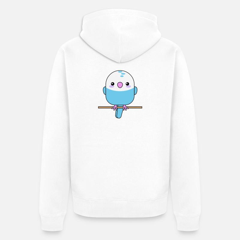 Perruche mignonne, perroquet, oiseau - Veste à capuche bio Premium Unisexe - blanc