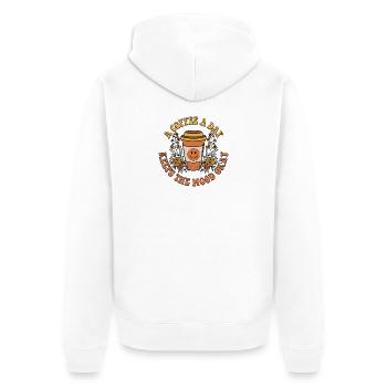 Un café par jour garde l’ambiance correcte - Veste à capuche bio Premium Unisexe - blanc - Dos - Thijin (182cm)