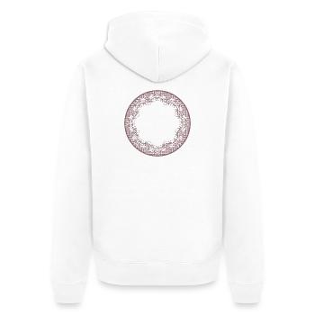 Nostalgie Tortenspitze Etikett in Altrosa - Unisex Premium Bio Zip Hoodie - Weiß - Hinten - Thijin (182cm)