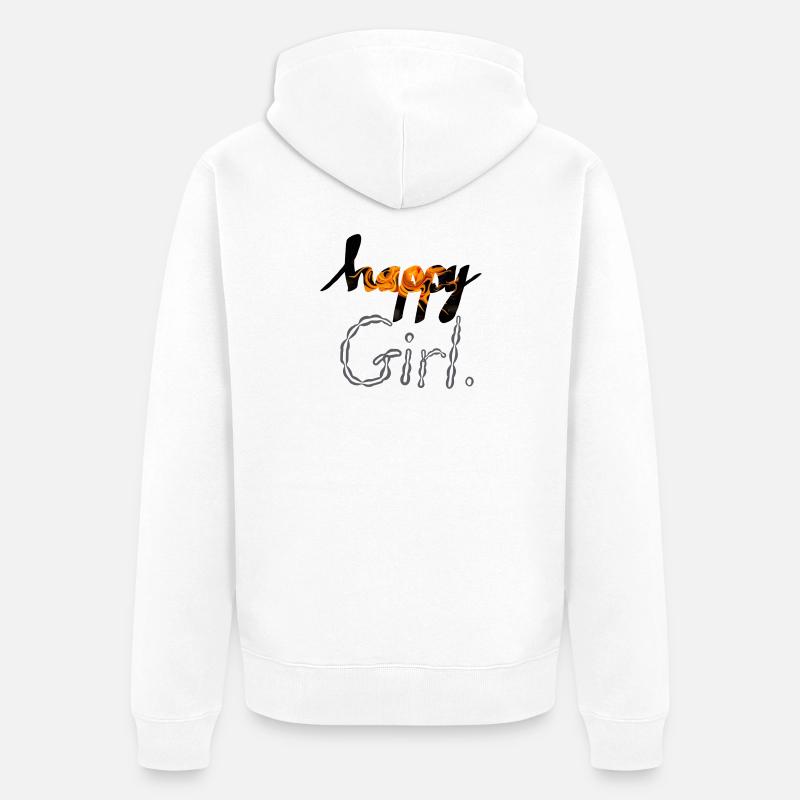Glückliches Mädchen - Unisex Premium Bio Zip Hoodie - Weiß