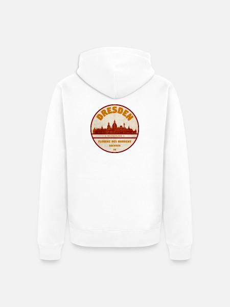 Dresden Skyline Vintage Schild - Unisex Premium Bio Zip Hoodie - Weiß