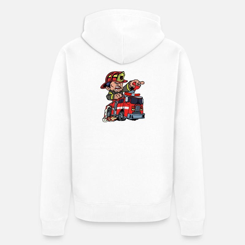 Pompier Pompier Camion d’incendie Sauveteur - Veste à capuche bio Premium Unisexe - blanc
