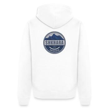 Shkhara Georgia Vintage Mountain Hiking Design - Unisex Premium Organic Zip Hoodie - white - Back - Thijin (182cm)