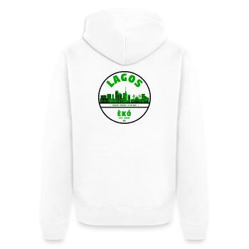 Lagos Skyline Green - Unisex Premium Organic Zip Hoodie - white - Back - Thijin (182cm)