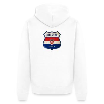 Bjelovar Croatia flag crest design - Unisex Premium Organic Zip Hoodie - white - Back - Thijin (182cm)