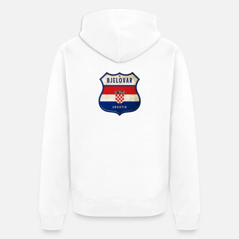 Bjelovar Croatie Drapeaux Design d'armoiries - Veste à capuche bio Premium Unisexe - blanc