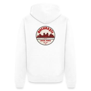 Millésime Micul Paris de Bucarest - Veste à capuche bio Premium Unisexe - blanc - Dos - Thijin (182cm)