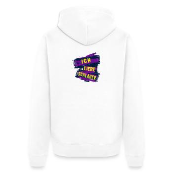 Ich liebe Schlager - Unisex Premium Bio Zip Hoodie - Weiß - Hinten - Thijin (182cm)