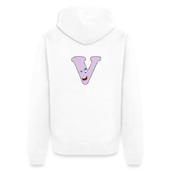 V - Unisex Premium Bio Zip Hoodie - Weiß - Hinten - Thijin (182cm)