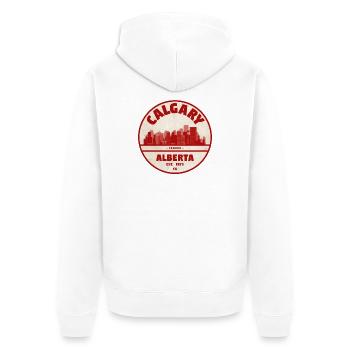 Calgary Skyline Vintage Badge Alberta - Unisex Premium Organic Zip Hoodie - white - Back - Thijin (182cm)