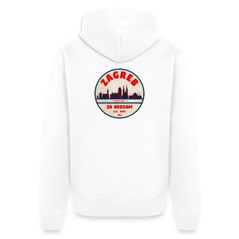 Zagreb Emblem: Retro Skyline - Unisex Premium Organic Zip Hoodie - white - Back - Thijin (182cm)
