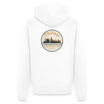 Insigne de la Ville de la Ville de la Silhouette de Tbilissi - Veste à capuche bio Premium Unisexe - blanc - Dos - Thijin (182cm)