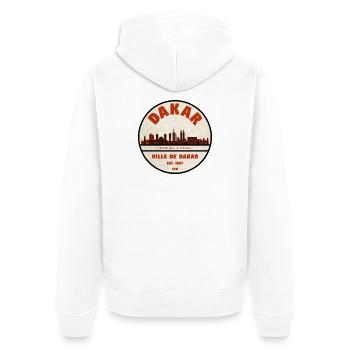 Dakar Skyline Retro-Emblem - Unisex Premium Bio Zip Hoodie - Weiß - Hinten - Thijin (182cm)