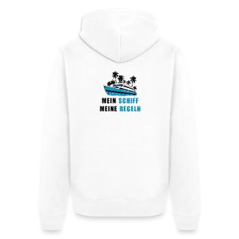 Mein Boot meine Regeln - Unisex Premium Bio Zip Hoodie - Weiß - Hinten - Thijin (182cm)