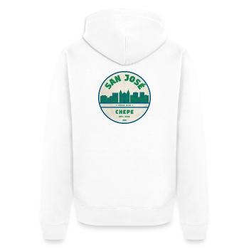 San José Chepe Skyline - Unisex Premium Bio Zip Hoodie - Weiß - Hinten - Thijin (182cm)